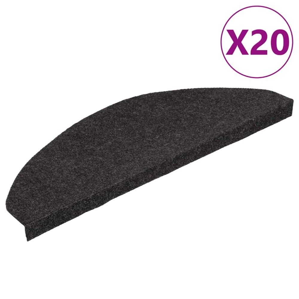 vidaXL Covorașe scară autoadezive 20 buc Negru 65x22,5x3,5 cm