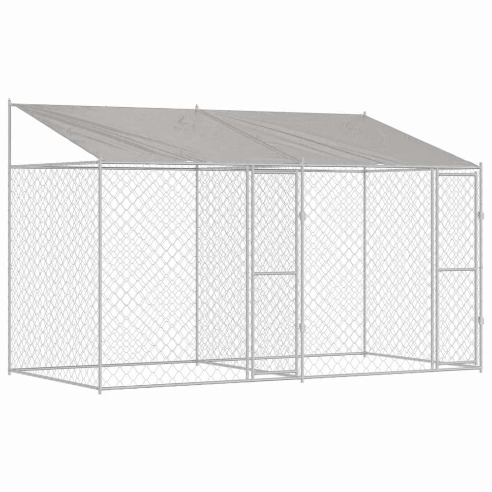 vidaXL Cușcă pentru câine Argintiu 400 x 200 x 256 cm Oțel Galvanizat