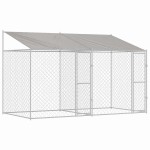 vidaXL Cușcă pentru câine Argintiu 400 x 200 x 256 cm Oțel Galvanizat