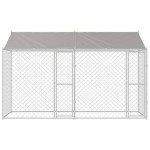 vidaXL Cușcă pentru câine Argintiu 400 x 200 x 256 cm Oțel Galvanizat