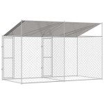 vidaXL Cușcă pentru câine Argintiu 400 x 200 x 256 cm Oțel Galvanizat