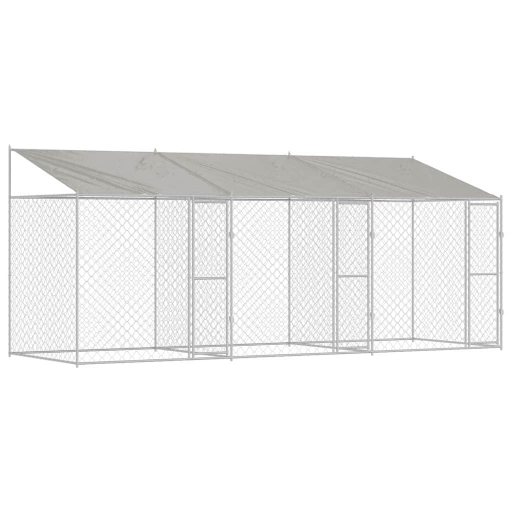 vidaXL Cușcă pentru câine Argintiu 600 x 200 x 256 cm Oțel Galvanizat