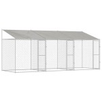 vidaXL Cușcă pentru câine Argintiu 600 x 200 x 256 cm Oțel Galvanizat