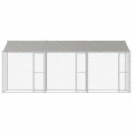vidaXL Cușcă pentru câine Argintiu 600 x 200 x 256 cm Oțel Galvanizat