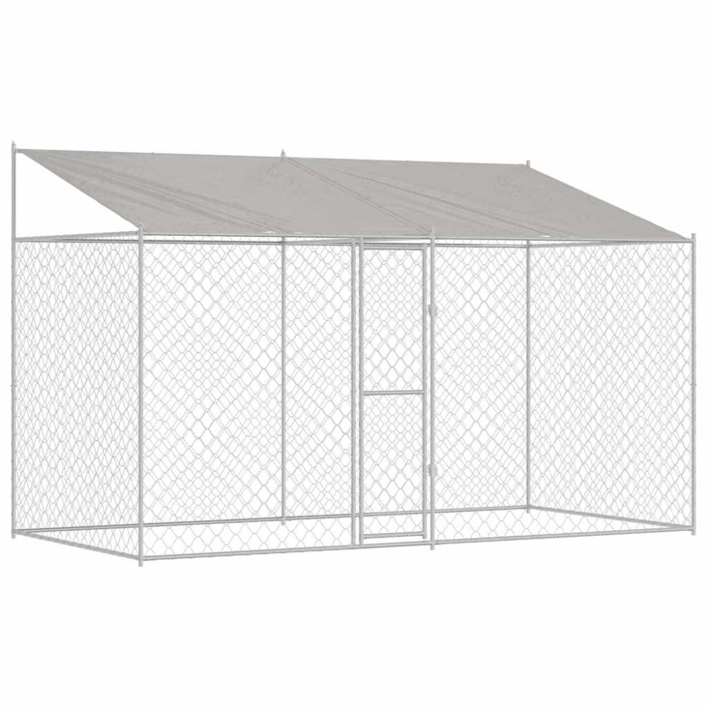 vidaXL Cușcă pentru câine Argintiu 400 x 200 x 256 cm Oțel Galvanizat