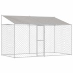 vidaXL Cușcă pentru câine Argintiu 400 x 200 x 256 cm Oțel Galvanizat