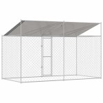 vidaXL Cușcă pentru câine Argintiu 400 x 200 x 256 cm Oțel Galvanizat