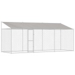 vidaXL Cușcă pentru câine Argintiu 600 x 200 x 256 cm Oțel Galvanizat
