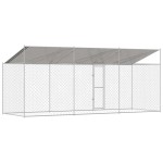 vidaXL Cușcă pentru câine Argintiu 600 x 200 x 256 cm Oțel Galvanizat