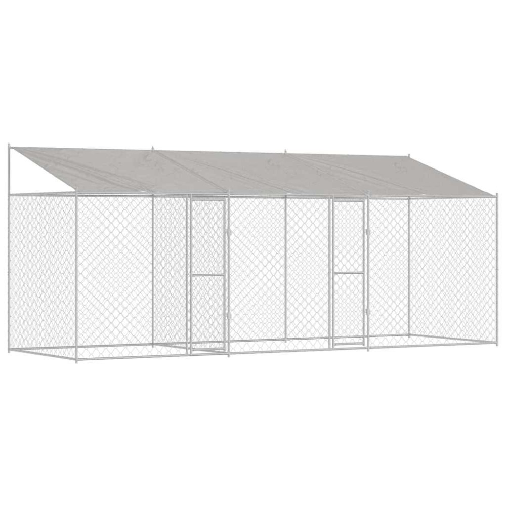 vidaXL Cușcă pentru câine Argintiu 600 x 200 x 256 cm Oțel Galvanizat