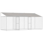 vidaXL Cușcă pentru câine Argintiu 600 x 200 x 256 cm Oțel Galvanizat