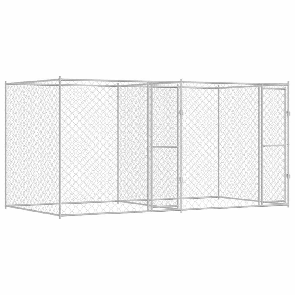 vidaXL Cușcă pentru câine Argintiu 400 x 200 x 200 cm Oțel Galvanizat
