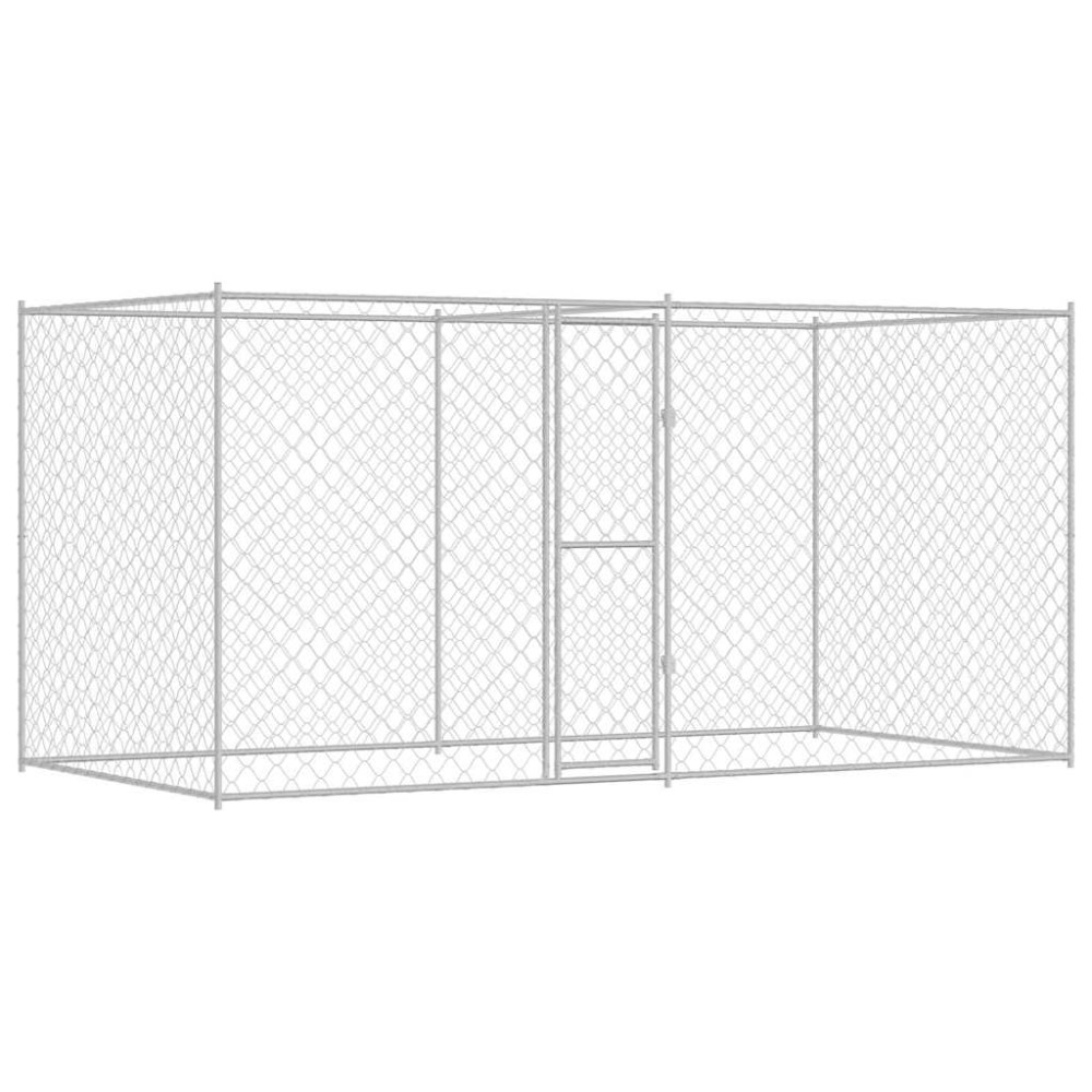 vidaXL Cușcă pentru câine Argintiu 400 x 200 x 256 cm Oțel Galvanizat