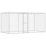 vidaXL Cușcă pentru câine Argintiu 400 x 200 x 256 cm Oțel Galvanizat