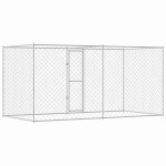 vidaXL Cușcă pentru câine Argintiu 400 x 200 x 256 cm Oțel Galvanizat