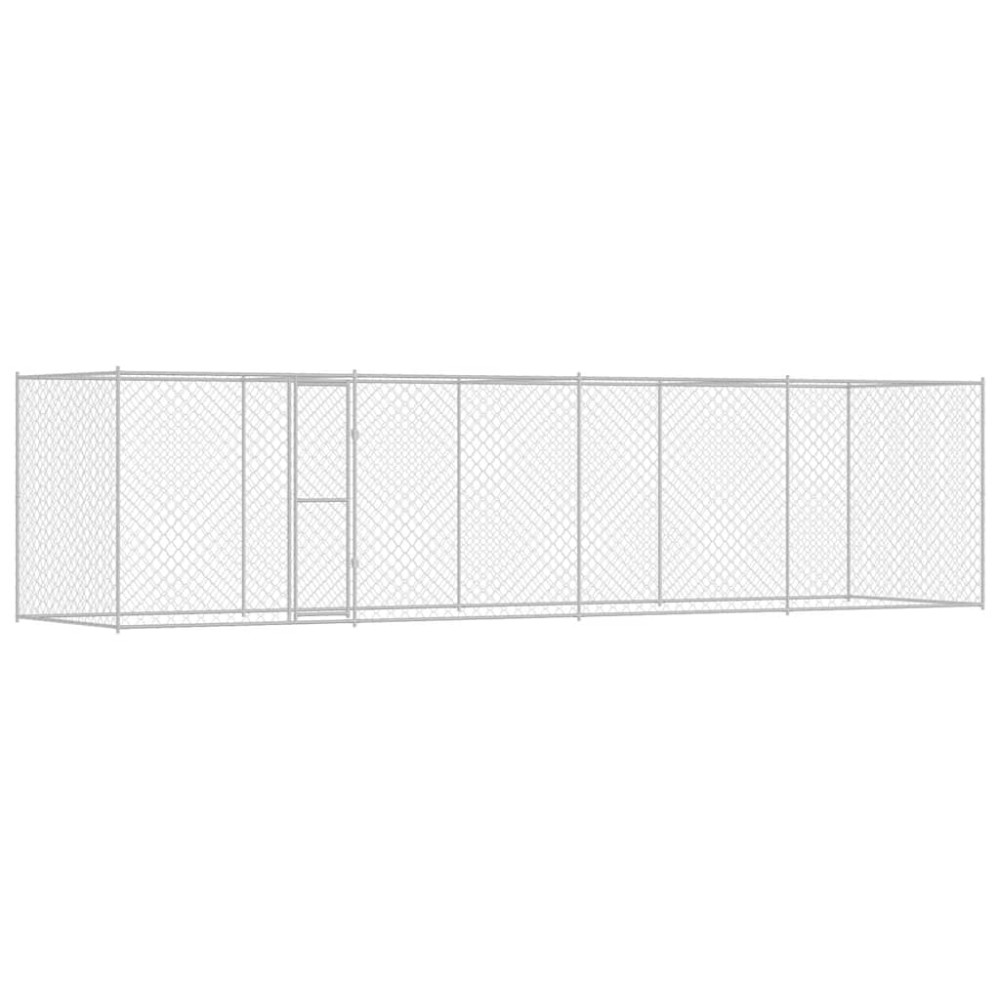 vidaXL Cușcă pentru câine Argintiu 800 x 200 x 256 cm Oțel Galvanizat