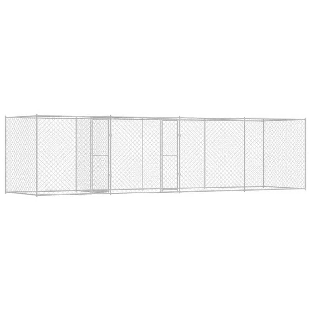 vidaXL Cușcă pentru câine Argintiu 800 x 200 x 200 cm Oțel Galvanizat