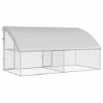 vidaXL Cușcă pentru pui Argintiu 400 x 200 x 198,5 cm Oțel Galvanizat