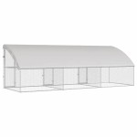 vidaXL Cușcă pentru pui Argintiu 600 x 200 x 198,5 cm Oțel Galvanizat
