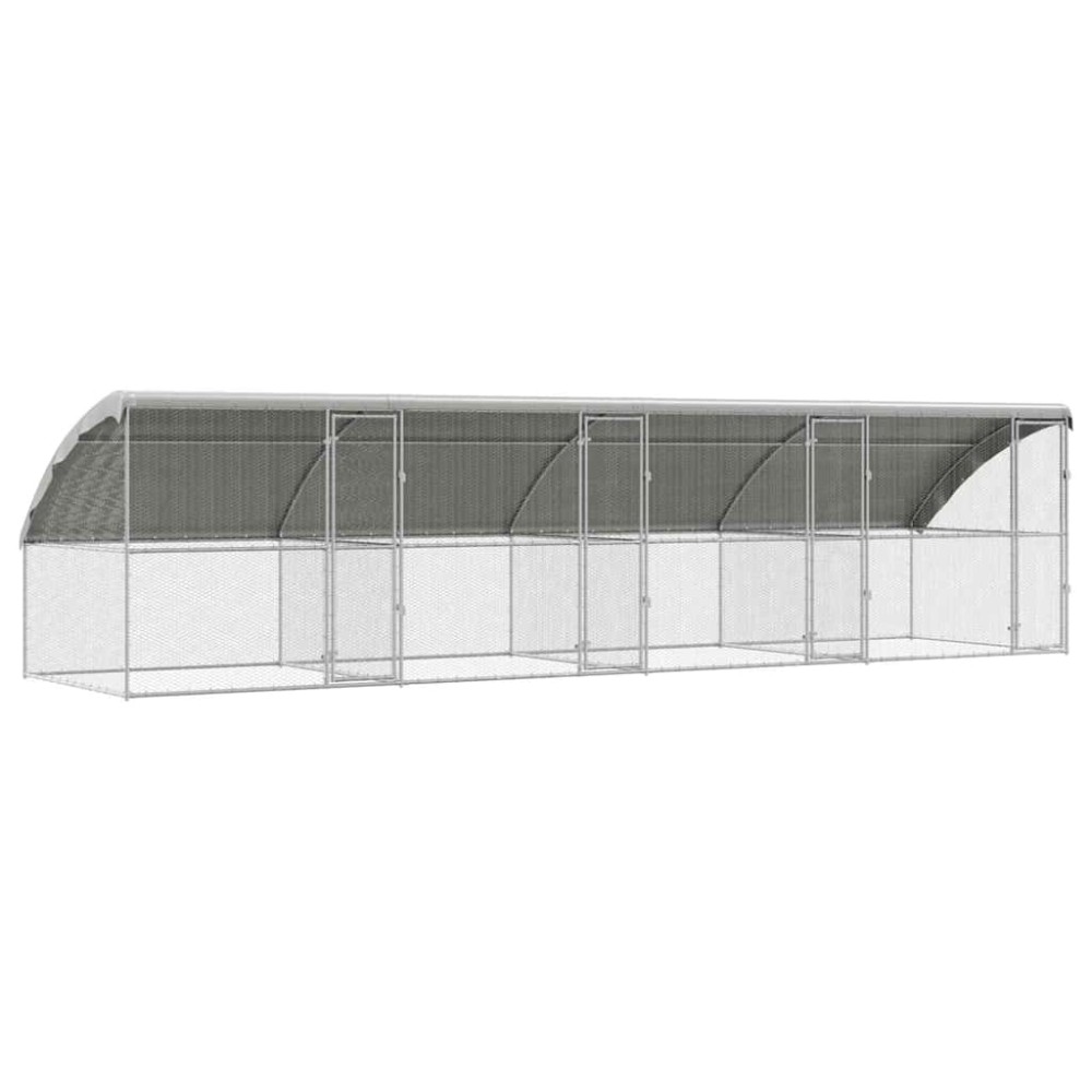 vidaXL Cușcă pentru pui Argintiu 800 x 200 x 198,5 cm Oțel Galvanizat