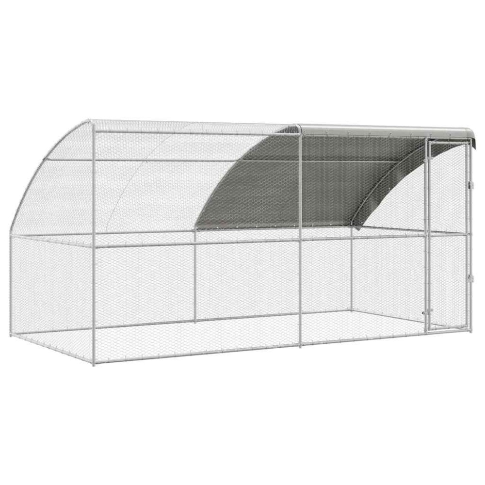 vidaXL Cușcă pentru pui Argintiu 400 x 200 x 198.5 cm Oțel galvanizat
