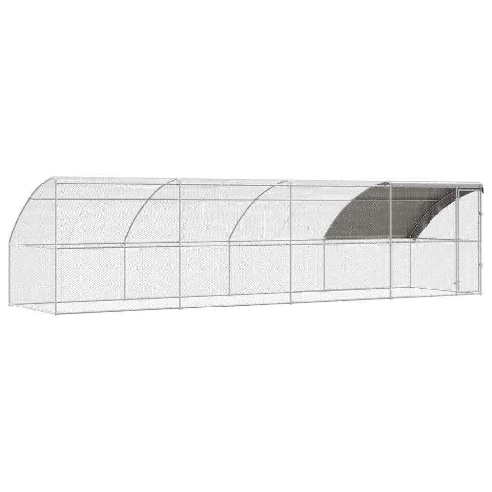 vidaXL Cușcă pentru pui Argintiu 800 x 200 x 198.5 cm Oțel galvanizat