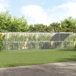 vidaXL Cușcă pentru pui Argintiu 800 x 200 x 198.5 cm Oțel galvanizat