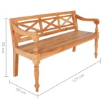 vidaXL Bancă Batavia, maro deschis, 123 cm, lemn masiv mahon