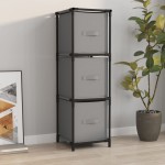 vidaXL Dulap de depozitare cu 3 sertare textile, gri 34x34x101 cm oțel vidaXL Dulap de depozitare cu 3 sertare textile, gri 34x34x101 cm oțel