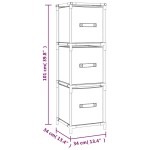 vidaXL Dulap de depozitare cu 3 sertare textile, gri 34x34x101 cm oțel vidaXL Dulap de depozitare cu 3 sertare textile, gri 34x34x101 cm oțel