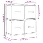 vidaXL Dulap de depozitare cu 4 coșuri textile, gri, 63x30x71 cm, oțel