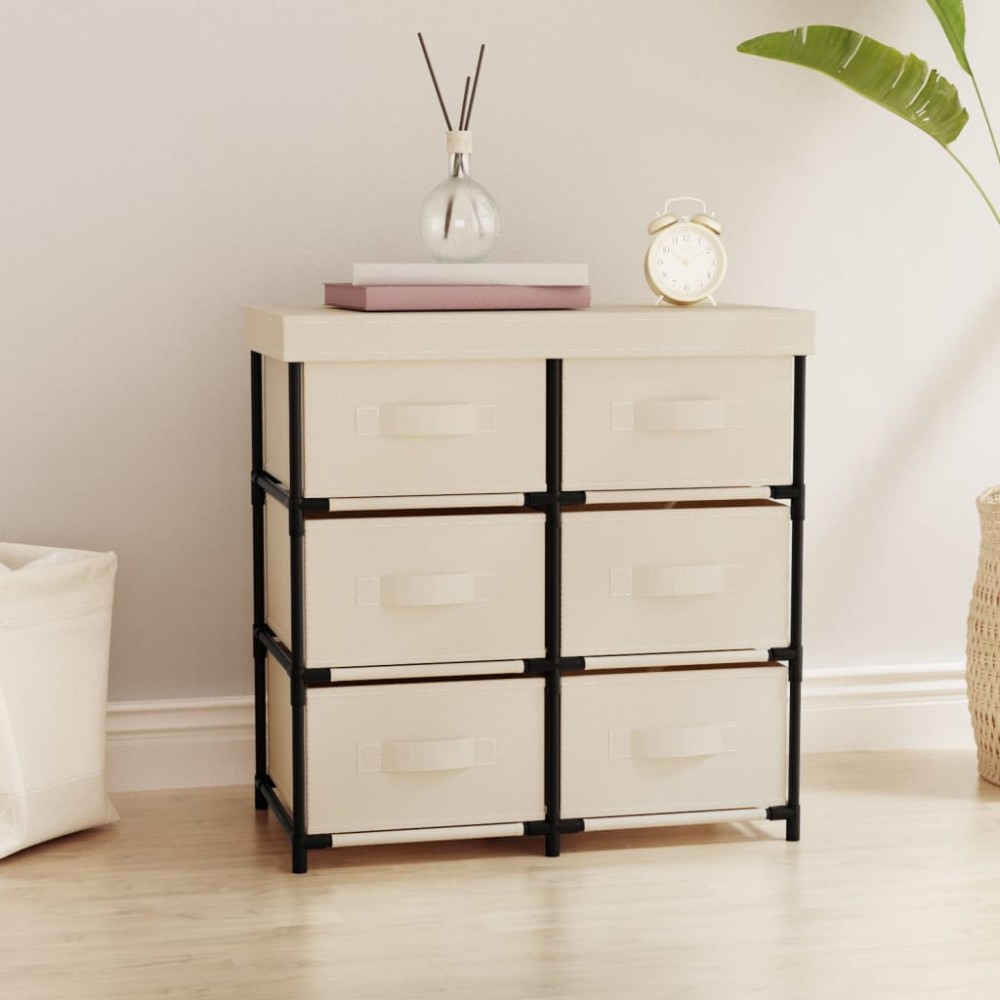 vidaXL Dulap de depozitare cu 6 sertare, crem, 55x29x55 cm, oțel