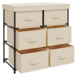 vidaXL Dulap de depozitare cu 6 sertare, crem, 55x29x55 cm, oțel