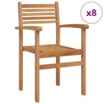 vidaXL Scaune de grădină stivuibile 8 pcs Maro 55.5 x 55.5 x 90 cm