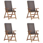 vidaXL Scaun pentru Grădină cu pernă 4 pcs Maro 57 x 71.5 x 104cm vidaXL Scaun pentru Grădină cu pernă 4 pcs Maro 57 x 71.5 x 104cm