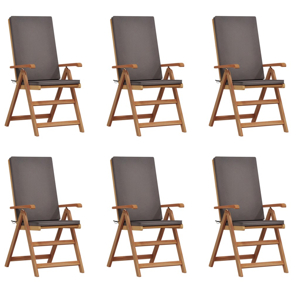 vidaXL Scaun pentru Grădină cu pernă 6 pcs Maro 57 x 71.5 x 104cm