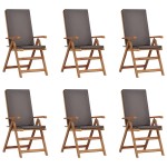 vidaXL Scaun pentru Grădină cu pernă 6 pcs Maro 57 x 71.5 x 104cm vidaXL Scaun pentru Grădină cu pernă 6 pcs Maro 57 x 71.5 x 104cm