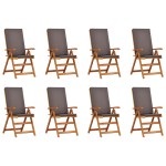 vidaXL Scaun pentru Grădină cu pernă 8 pcs Maro 57 x 71.5 x 104cm vidaXL Scaun pentru Grădină cu pernă 8 pcs Maro 57 x 71.5 x 104cm