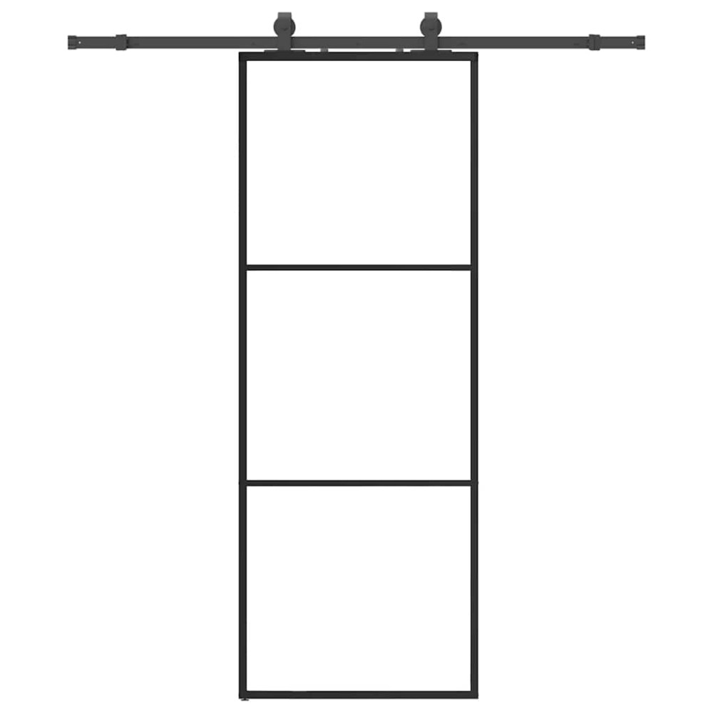 vidaXL Ușă glisantă cu set de feronerie neagră 76x205 cm Sticlă ESG