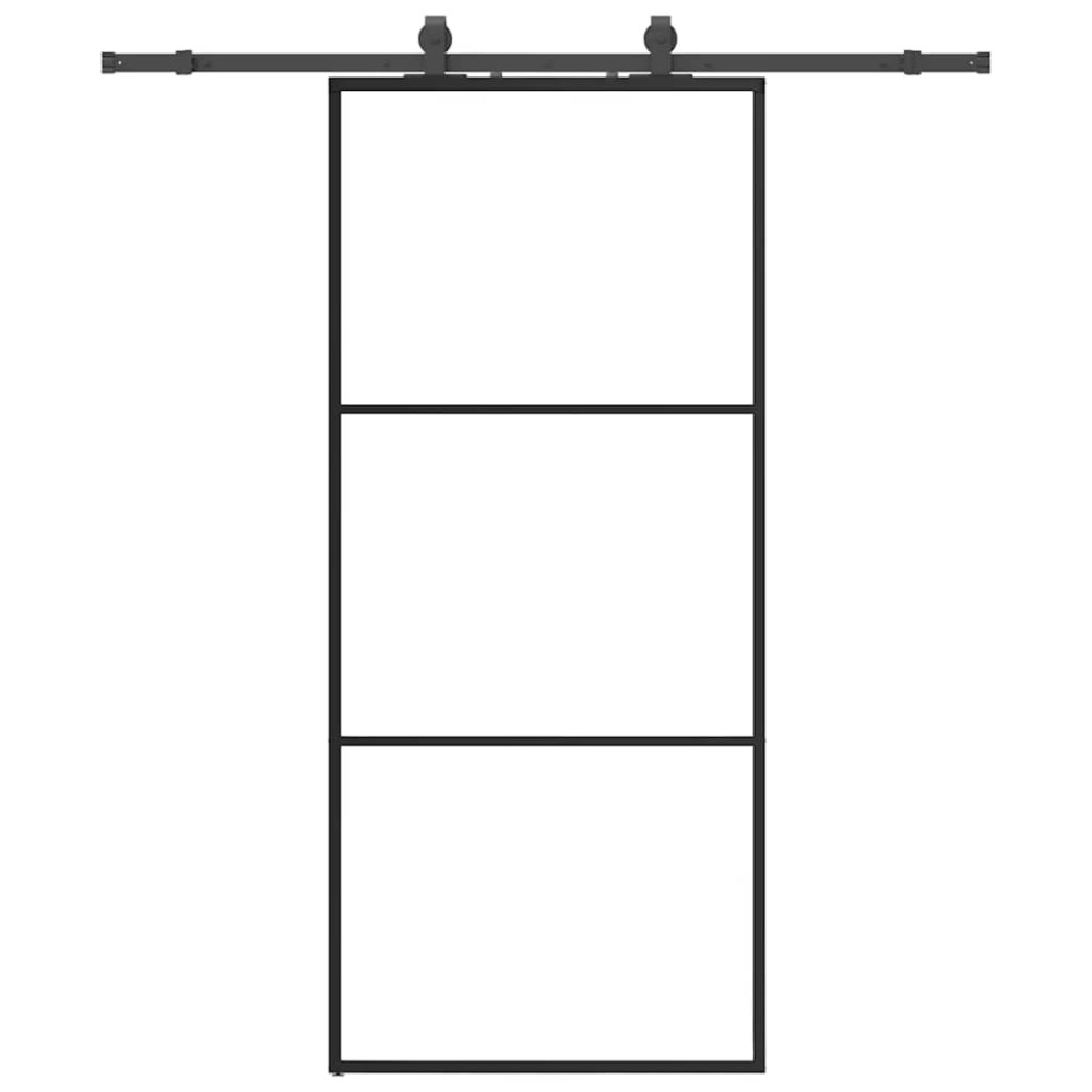 vidaXL Ușă glisantă cu set de feronerie neagră 90x205 cm Sticlă ESG