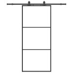 vidaXL Ușă glisantă cu set de feronerie neagră 90x205 cm Sticlă ESG vidaXL Ușă glisantă cu set de feronerie neagră 90x205 cm Sticlă ESG
