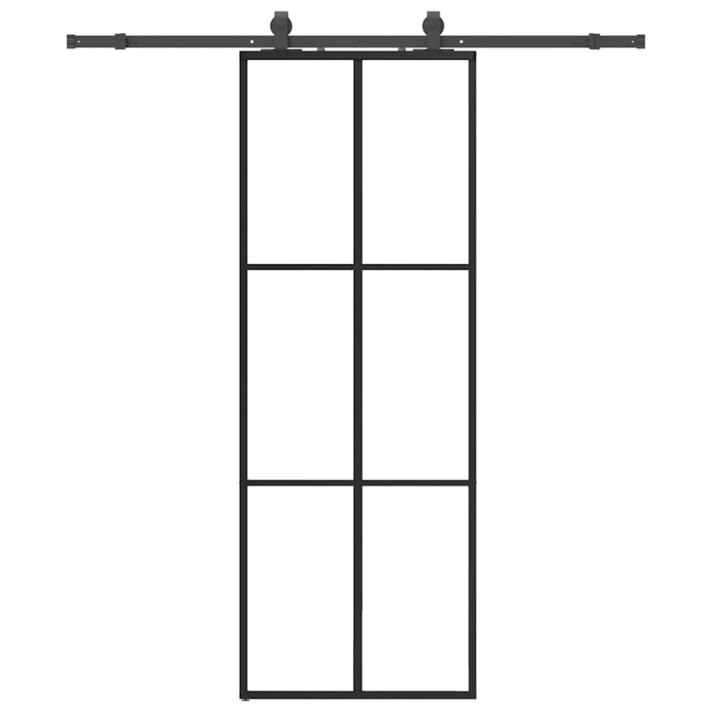 vidaXL Ușă glisantă cu set de feronerie neagră 76x205 cm Sticlă ESG