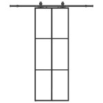vidaXL Ușă glisantă cu set de feronerie neagră 76x205 cm Sticlă ESG vidaXL Ușă glisantă cu set de feronerie neagră 76x205 cm Sticlă ESG