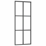 vidaXL Ușă glisantă cu set de feronerie neagră 76x205 cm Sticlă ESG vidaXL Ușă glisantă cu set de feronerie neagră 76x205 cm Sticlă ESG