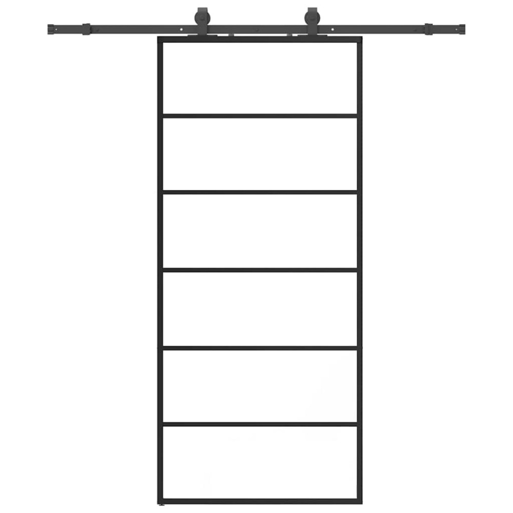vidaXL Ușă glisantă cu set de feronerie neagră 90x205 cm Sticlă ESG