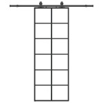 vidaXL Ușă glisantă cu set de feronerie neagră 76x205 cm Sticlă ESG vidaXL Ușă glisantă cu set de feronerie neagră 76x205 cm Sticlă ESG