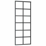vidaXL Ușă glisantă cu set de feronerie neagră 76x205 cm Sticlă ESG vidaXL Ușă glisantă cu set de feronerie neagră 76x205 cm Sticlă ESG