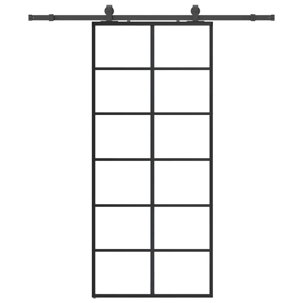 vidaXL Ușă glisantă cu set de feronerie neagră 90x205 cm Sticlă ESG