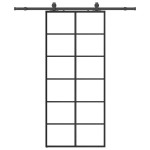 vidaXL Ușă glisantă cu set de feronerie neagră 90x205 cm Sticlă ESG