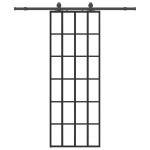 vidaXL Ușă glisantă cu set de feronerie neagră 76x205 cm Sticlă ESG vidaXL Ușă glisantă cu set de feronerie neagră 76x205 cm Sticlă ESG